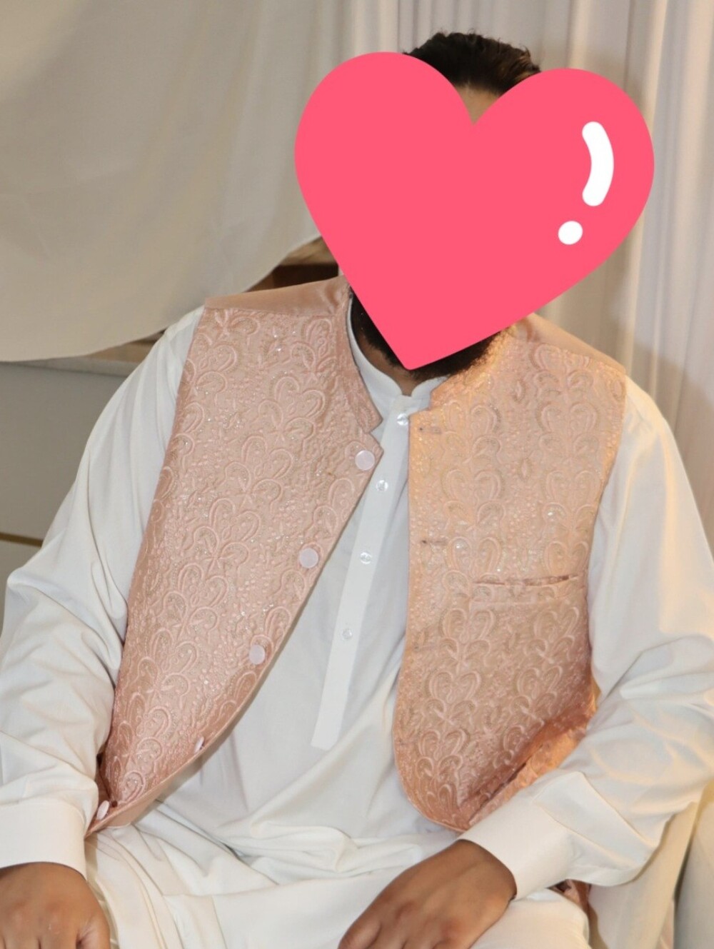 Men's Embroidered Salmon Pink Waistcoat Vest